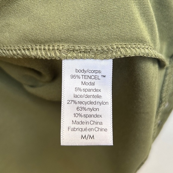 Eberjey Naya Tencel Modal Lace Robe in Olive Green, Size Medium - Picture 14 of 14